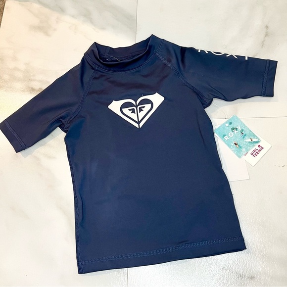 Roxy Whole Hearted UPF 50 Short Sleeve Rashguard blue size 3 NWT - Picture 1 of 8